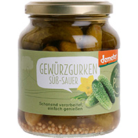 Nur Puur Gewürzgurken, süß-sauer demeter, 350 g